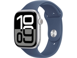 APPLE Watch Series 10 GPS + Cellular 46mm Aluminio Plata con Correa Deportiva Azul Denim (Talla: S/M)