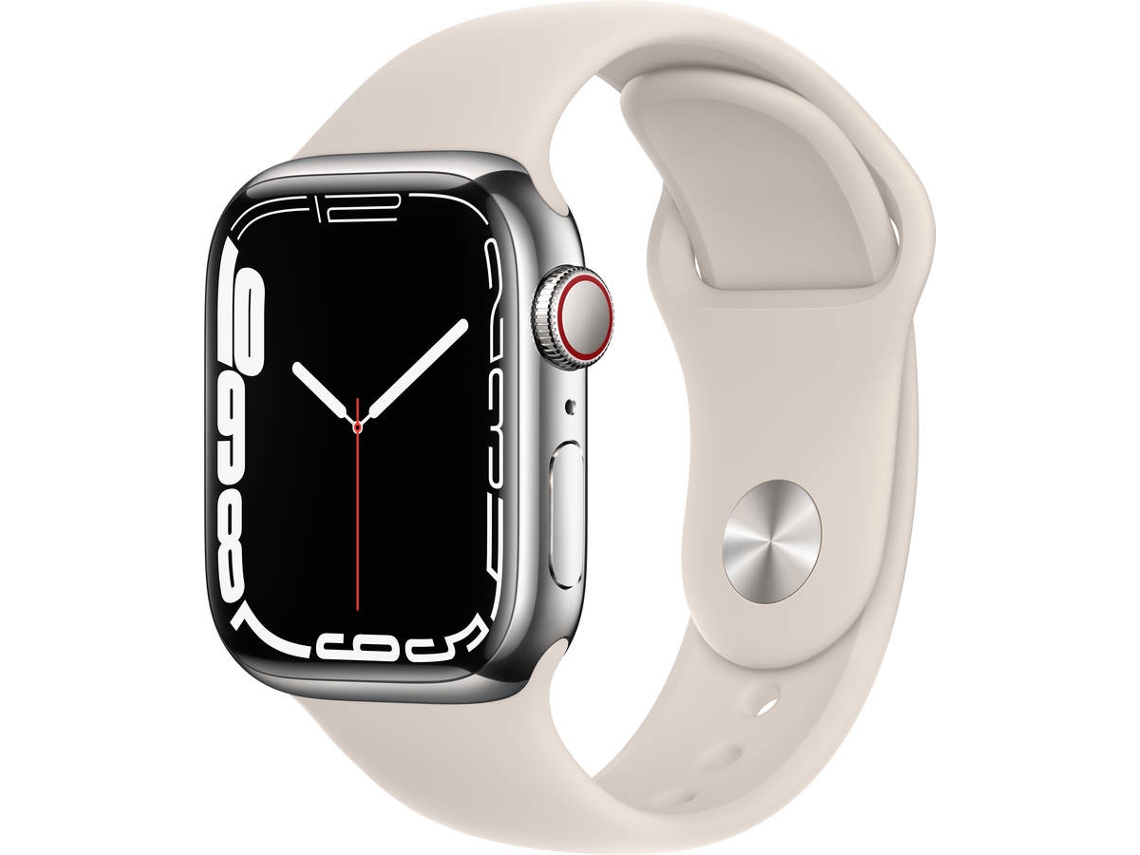 APPLE Watch Series 7 GPS+Cellular 41 mm Plata con Correa Deportiva Blanco Estrella