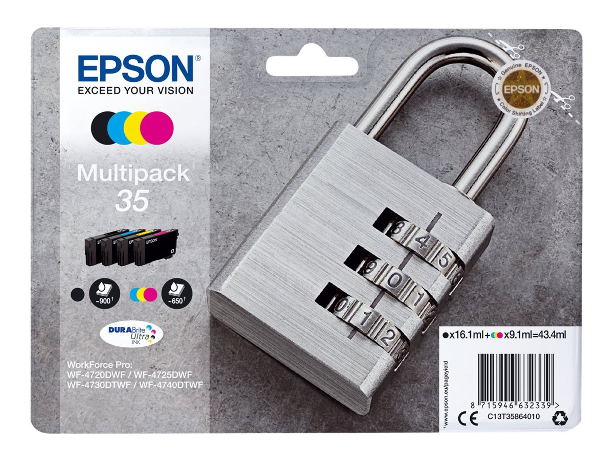 Pack ahorro cartuchos de tinta original EPSON 35, Candado, C13T35864020, T3586