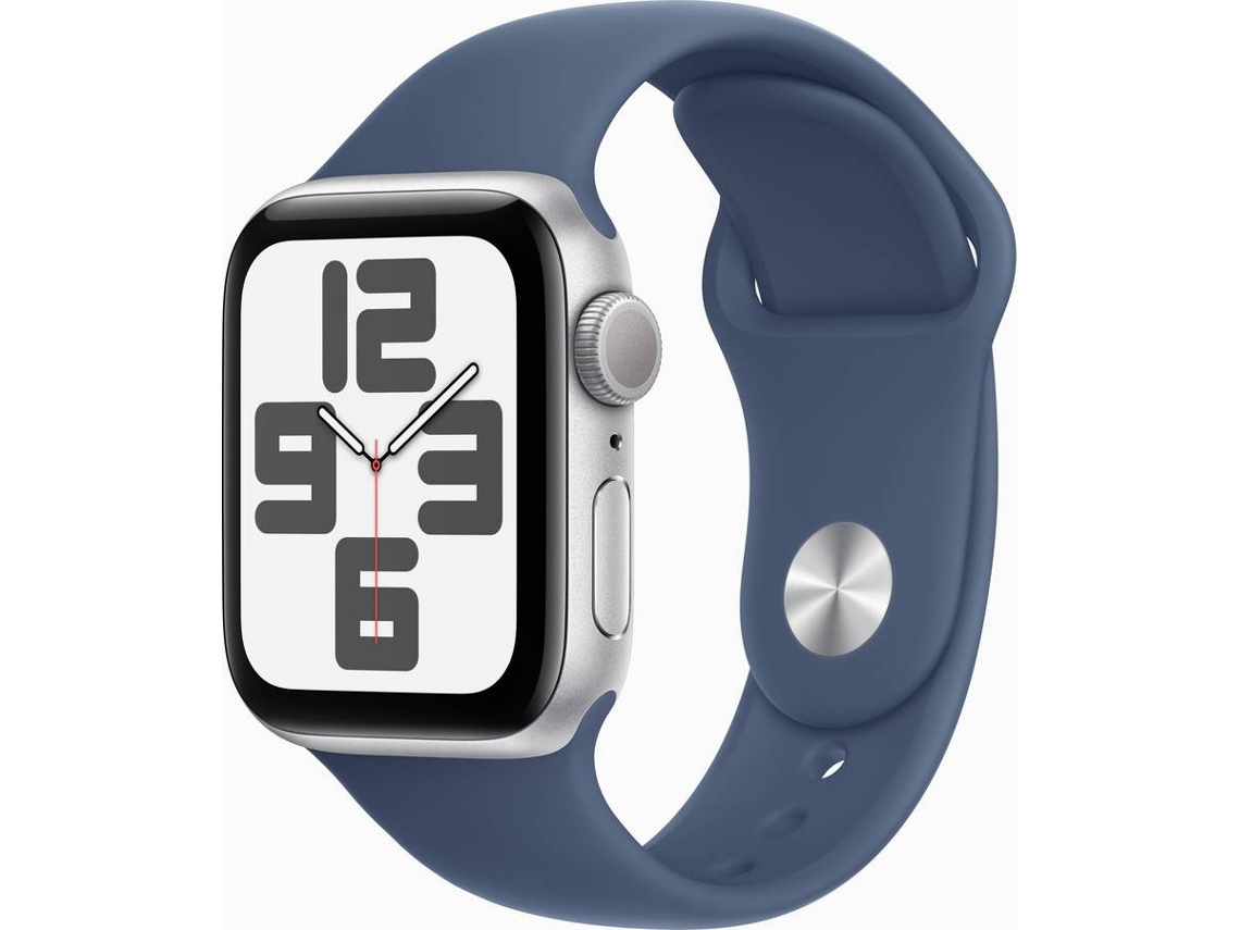APPLE Watch SE 2024 GPS 40mm Aluminio Plata con Correa Deportiva Azul Denim (Talla: S/M)