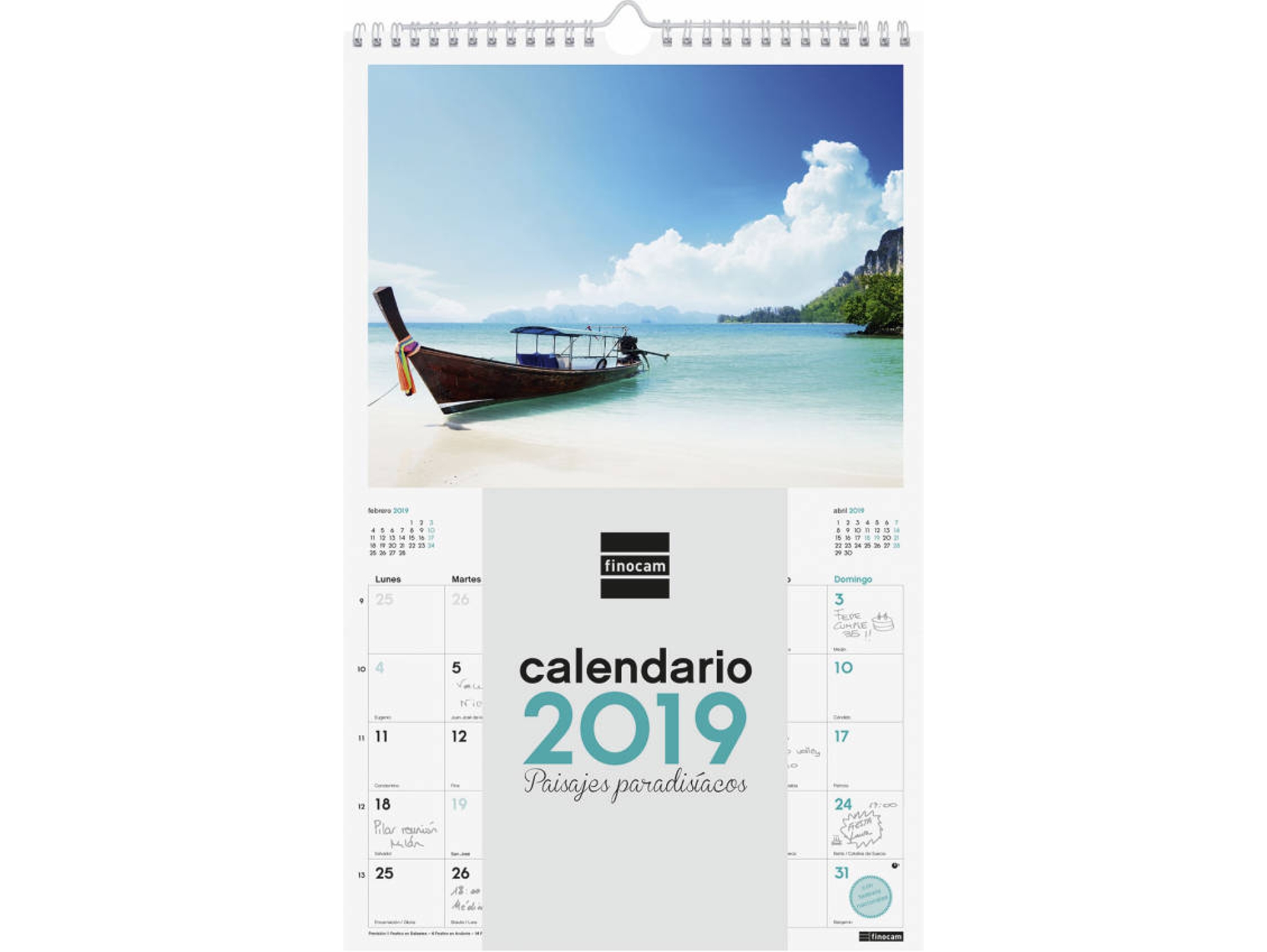 Calendario FINOCAM Paisajes paradisíacos 2018/2019 (40 x 25 x 0.5 cm - Vista: Mensal)