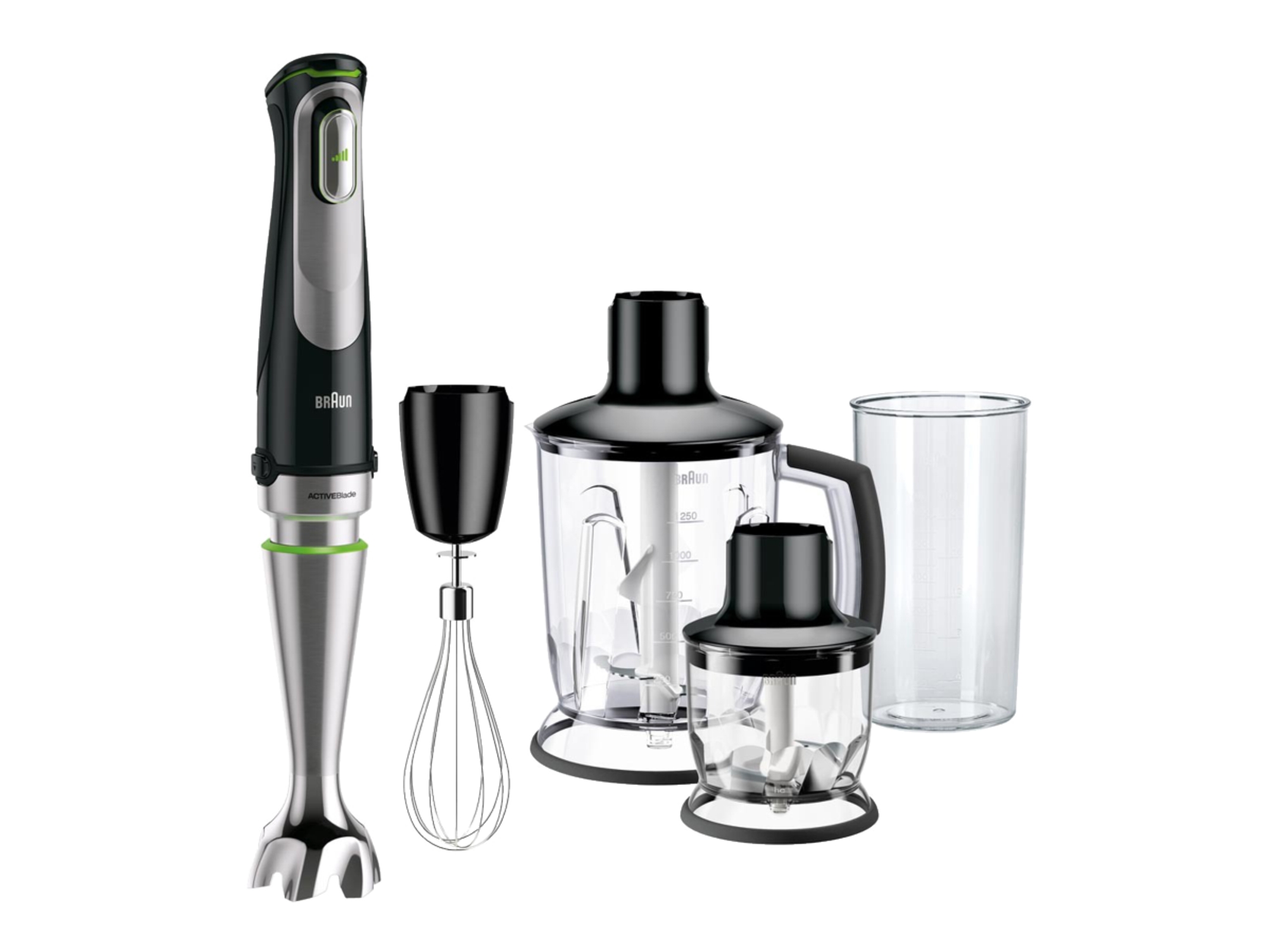 Batidora de Mano + Accesorios BRAUN MQ9045X Aperitive (1000 W - Negro y Plata )