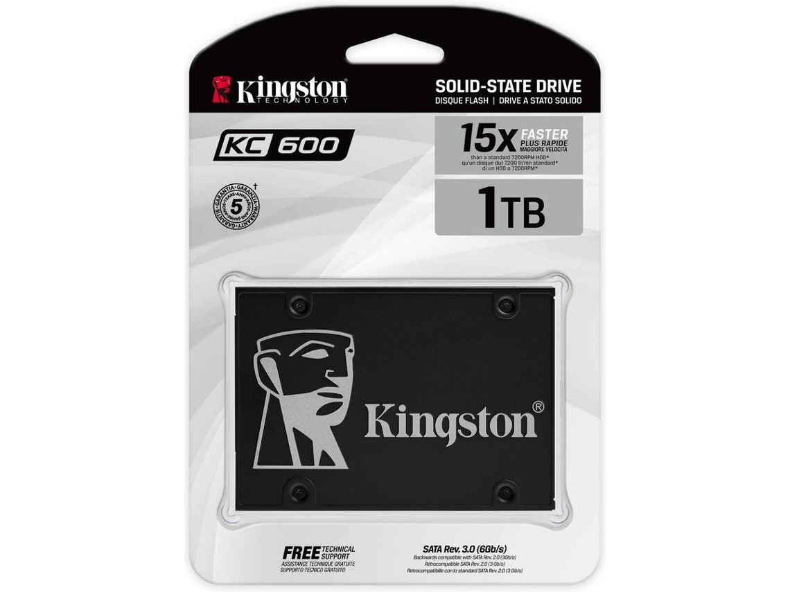 Disco SSD Interno KINGSTON KC600 (1 TB - SATA - 550 MB/s)