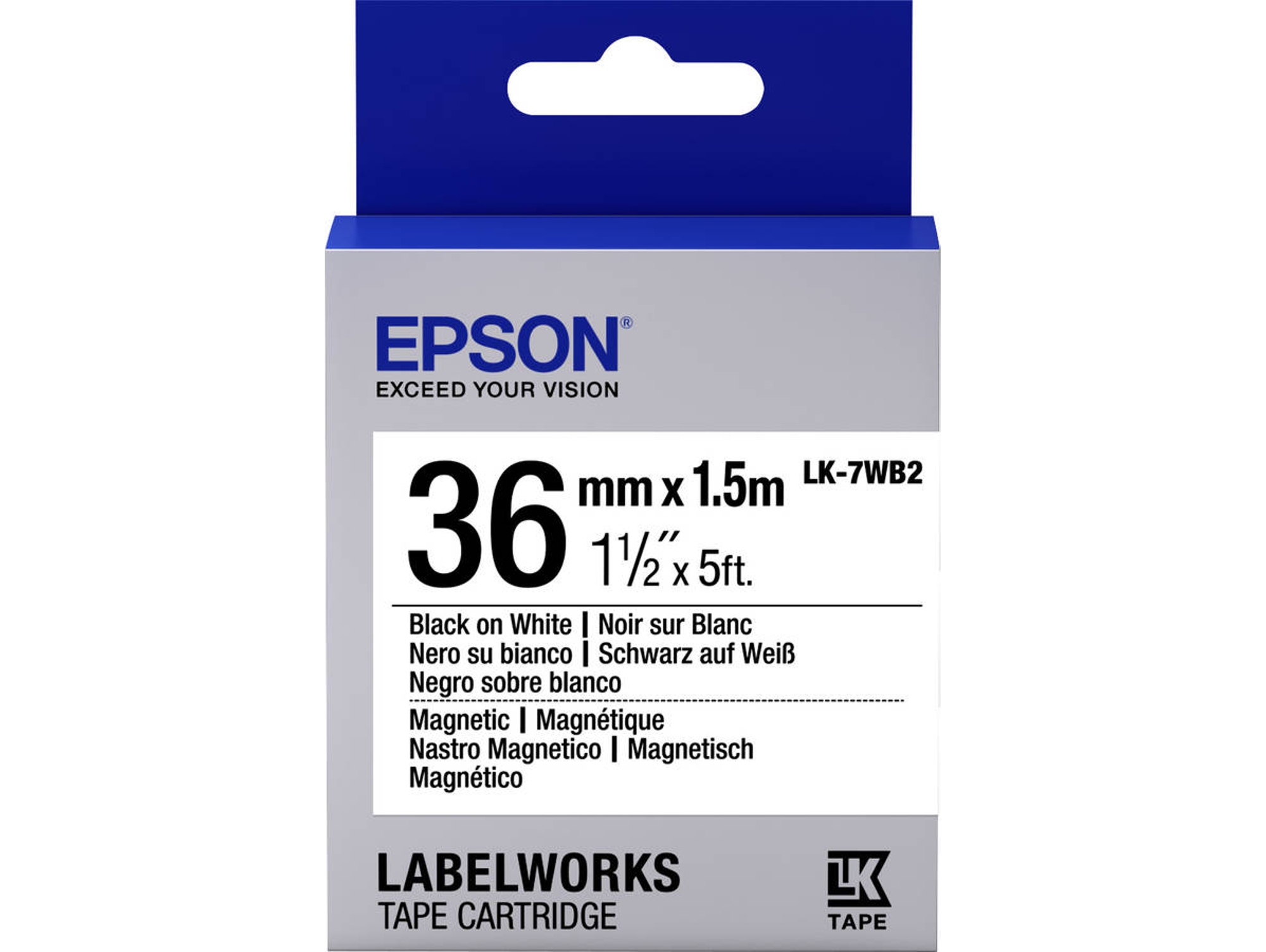 Cartucho de etiquetas magnéticas EPSON LK-7WB2 - C53S657002