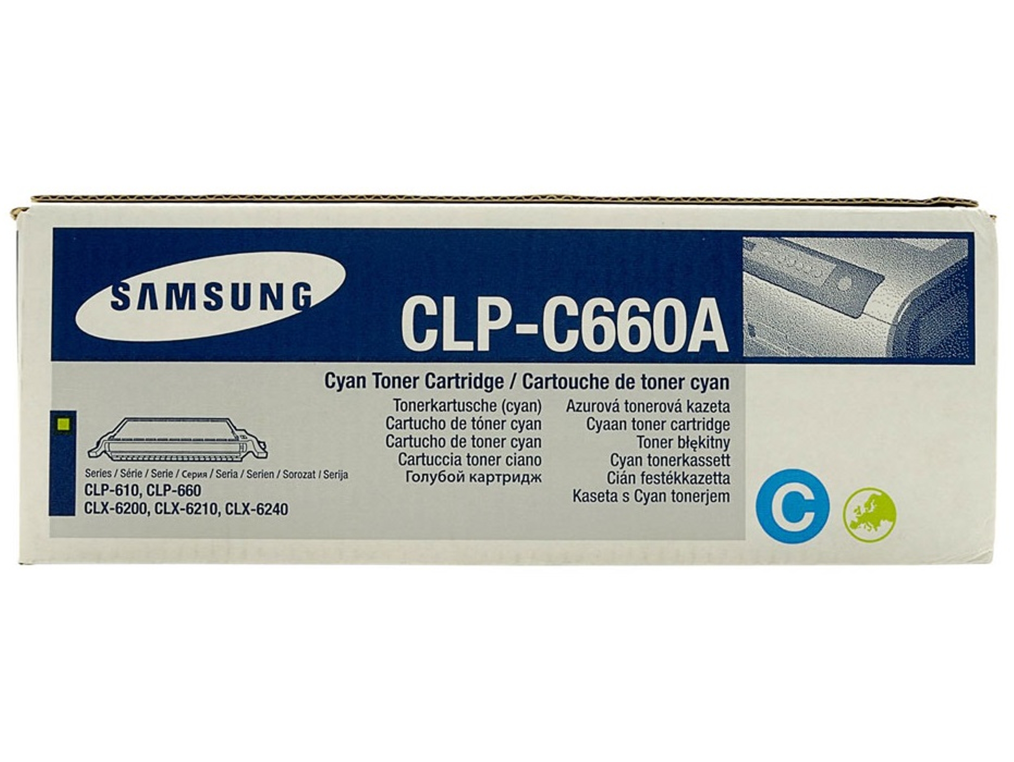 Tóner Original SAMSUNG CLP-C660A Cian 2000 páginas compatible con CLP-610/CLP-660/CLX-6200/CLX-6210/CLX-6240