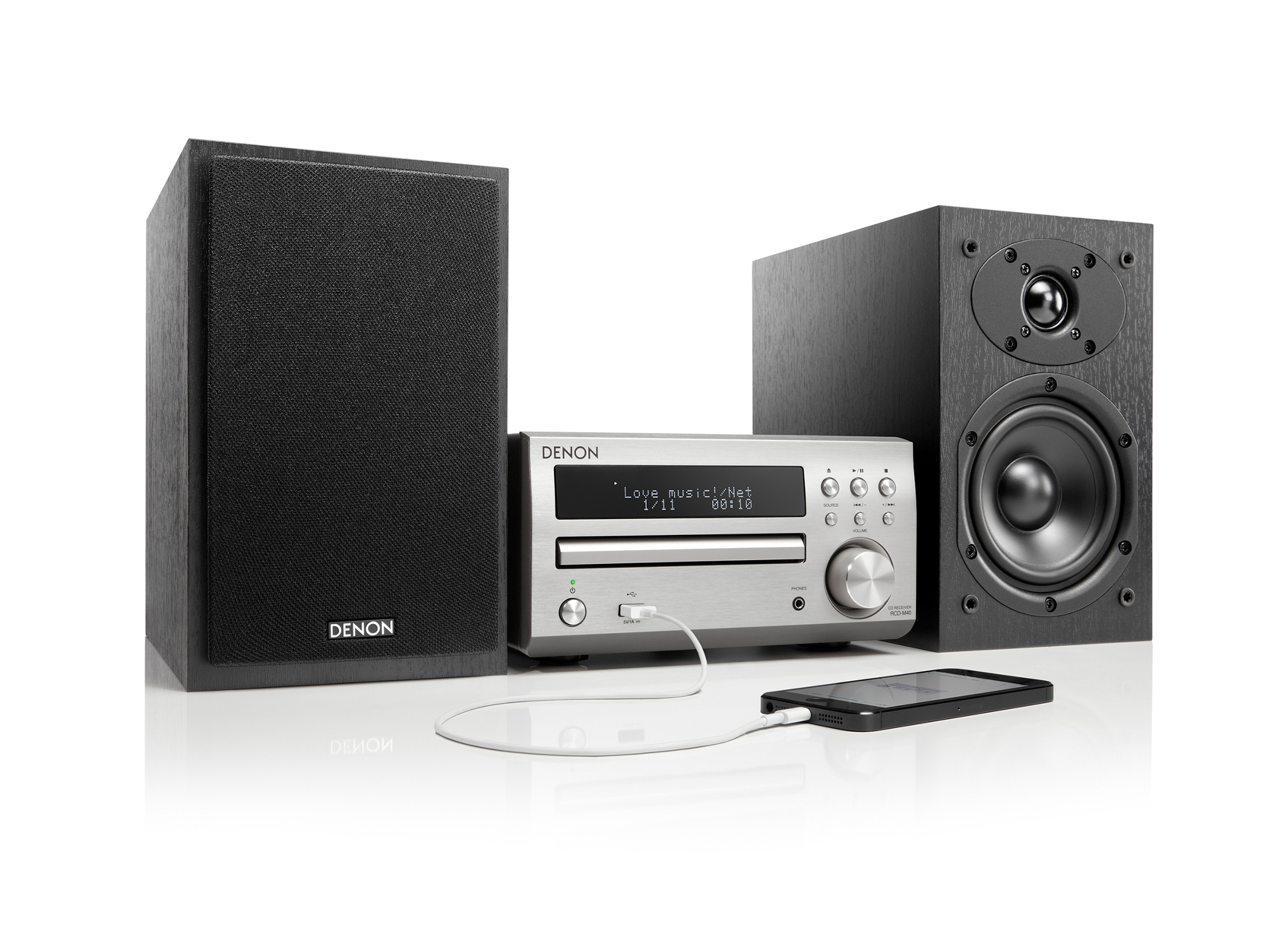 Minicadena DENON DM40 Plata / Negro