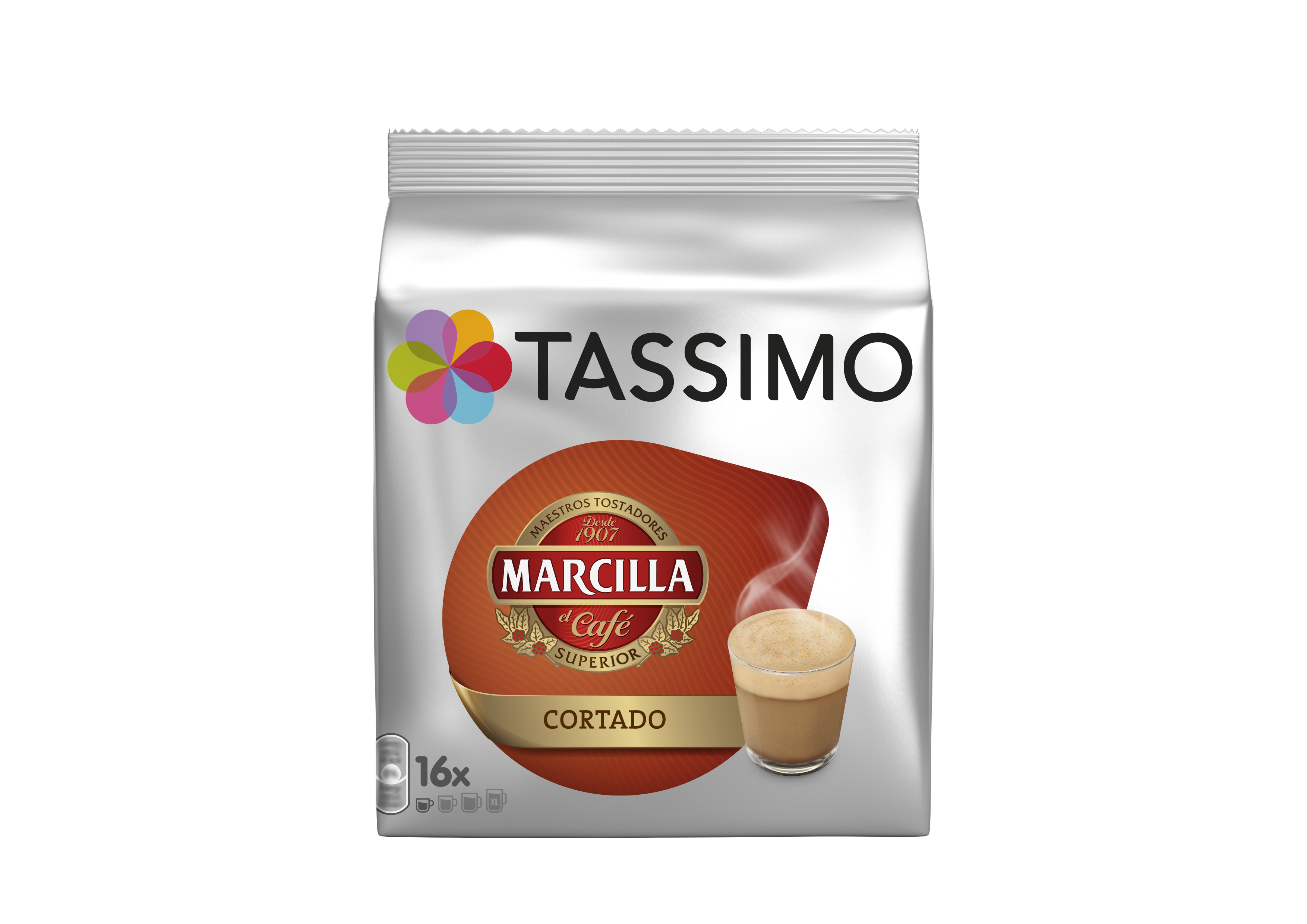 Café Cortado En cápsulas marcilla tassimo 16 uds.. monodosis cremoso 16p