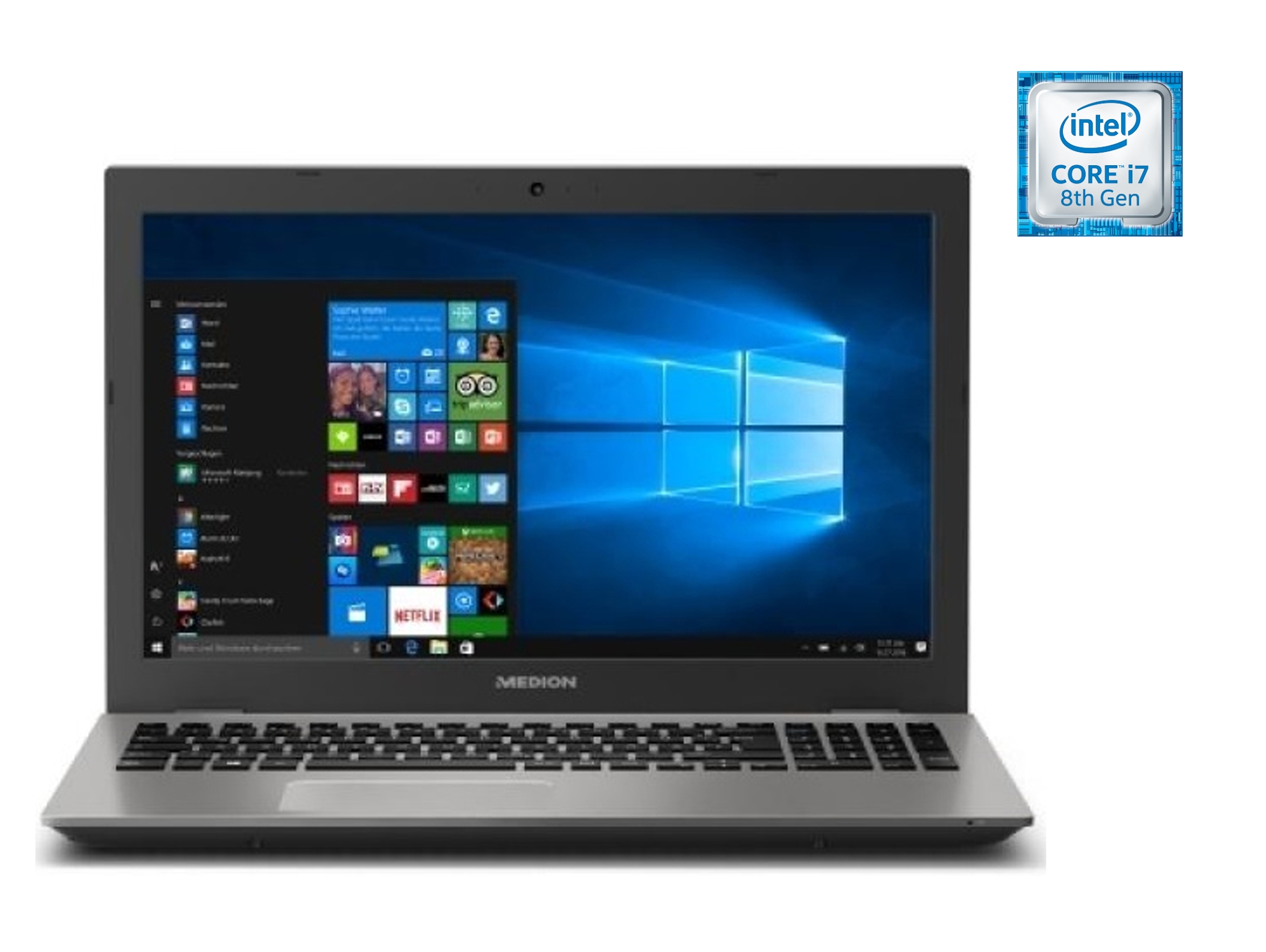 Portátil 15,6'' MEDION Akoya P6687 Plata (i7-8550U - 8 GB RAM - 256 GB SSD - nVidia GeForce MX )