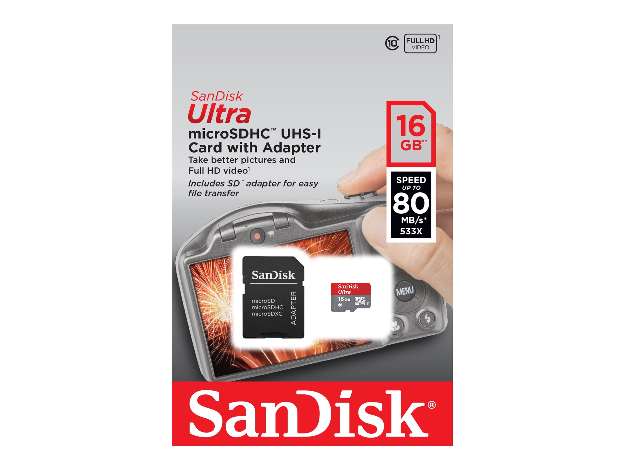 Tarjeta SANDISK Micro SDHC Ultra 16 GB + Adaptador