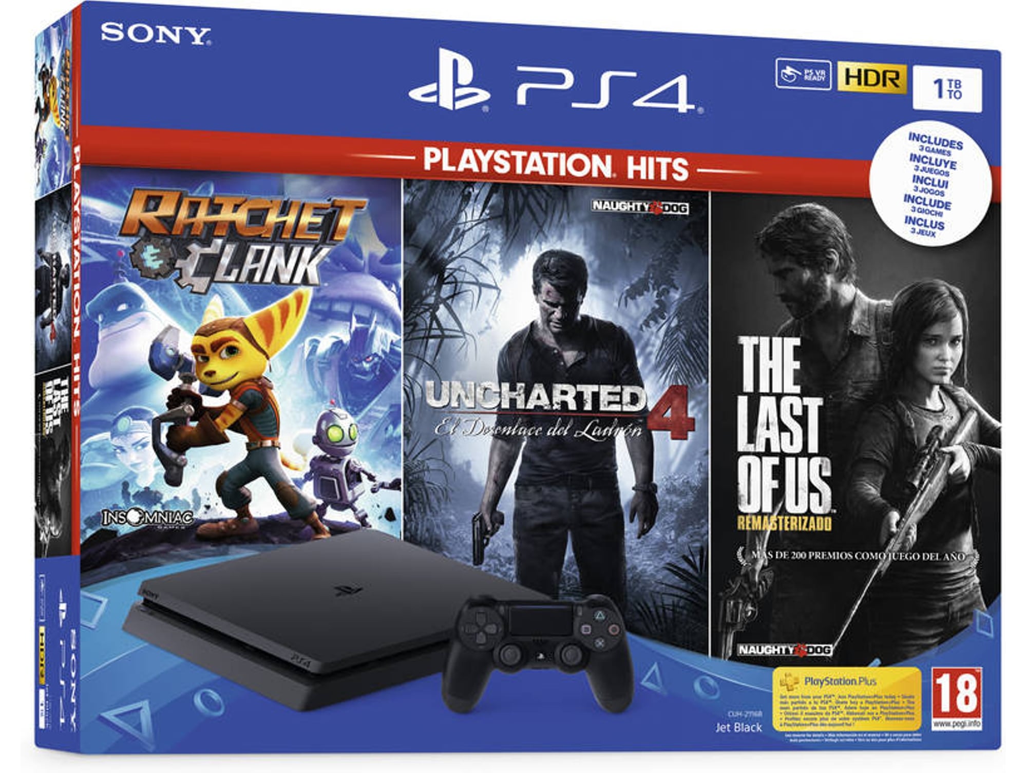 Consola Sony PS4 Slim 1TB Pack Hits (Caja Abierta Ratchet