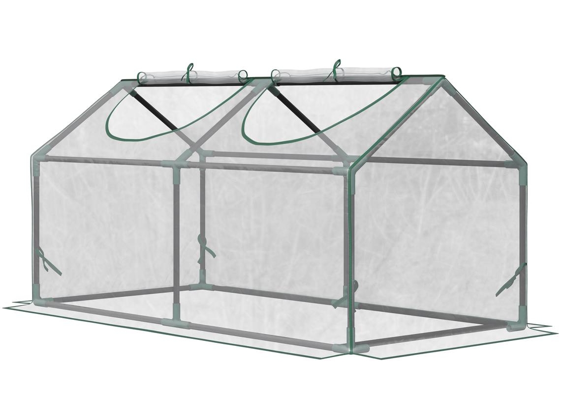 Invernadero de jardín con estructura de acero y cubierta de tela de PVC, color transparente, 119x60x60 cm, OUTSUNN