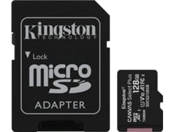 Tarjeta de Memoria MicroSD KINGSTON Canvas Select Plus (128 GB - SDHC) + Adaptador
