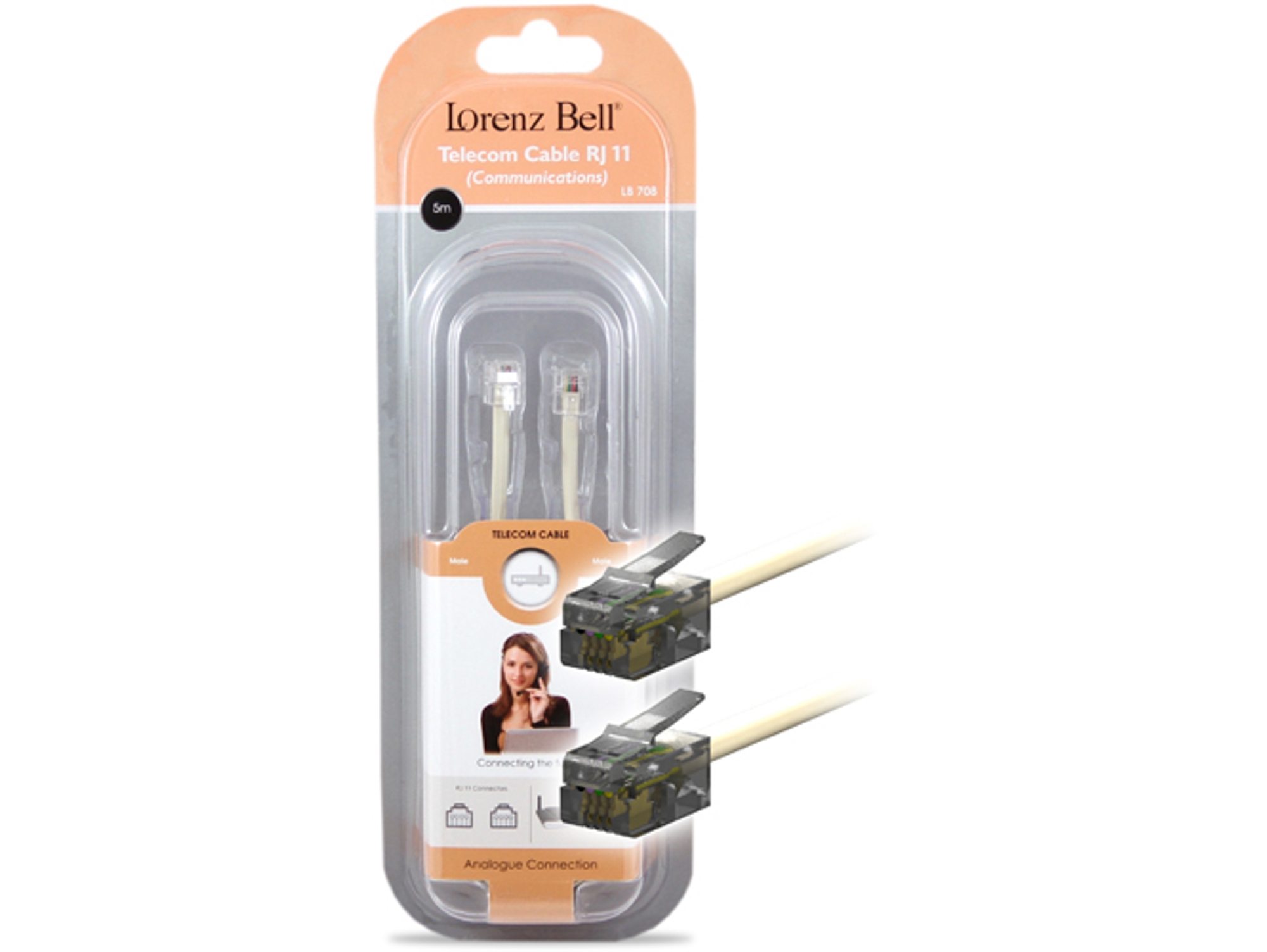 Cable LORENZ BELL RJ11 (Macho-Macho - 5m)
