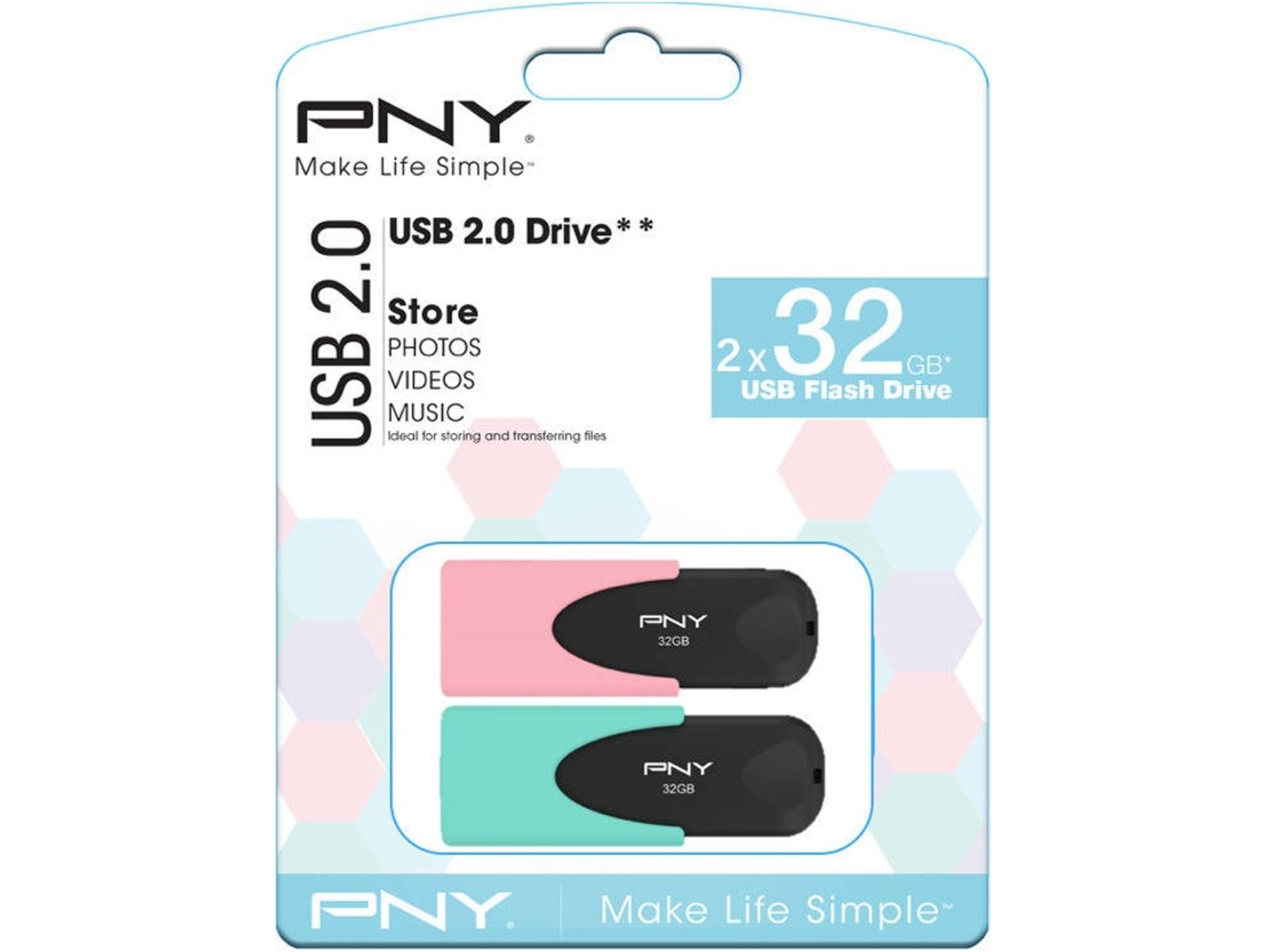 Pen PNY Twin Pack 2X32GB Coral & Aqua