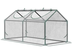 Invernadero de jardín con estructura de acero y cubierta de tela de PVC, color transparente, 119x60x60 cm, OUTSUNN