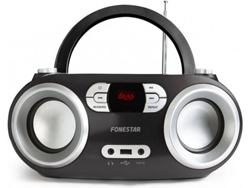 Radio Boombox c/ Lector CD FONESTAR Boom-100N (Negro - Digital - FM - Pilas y Corriente)