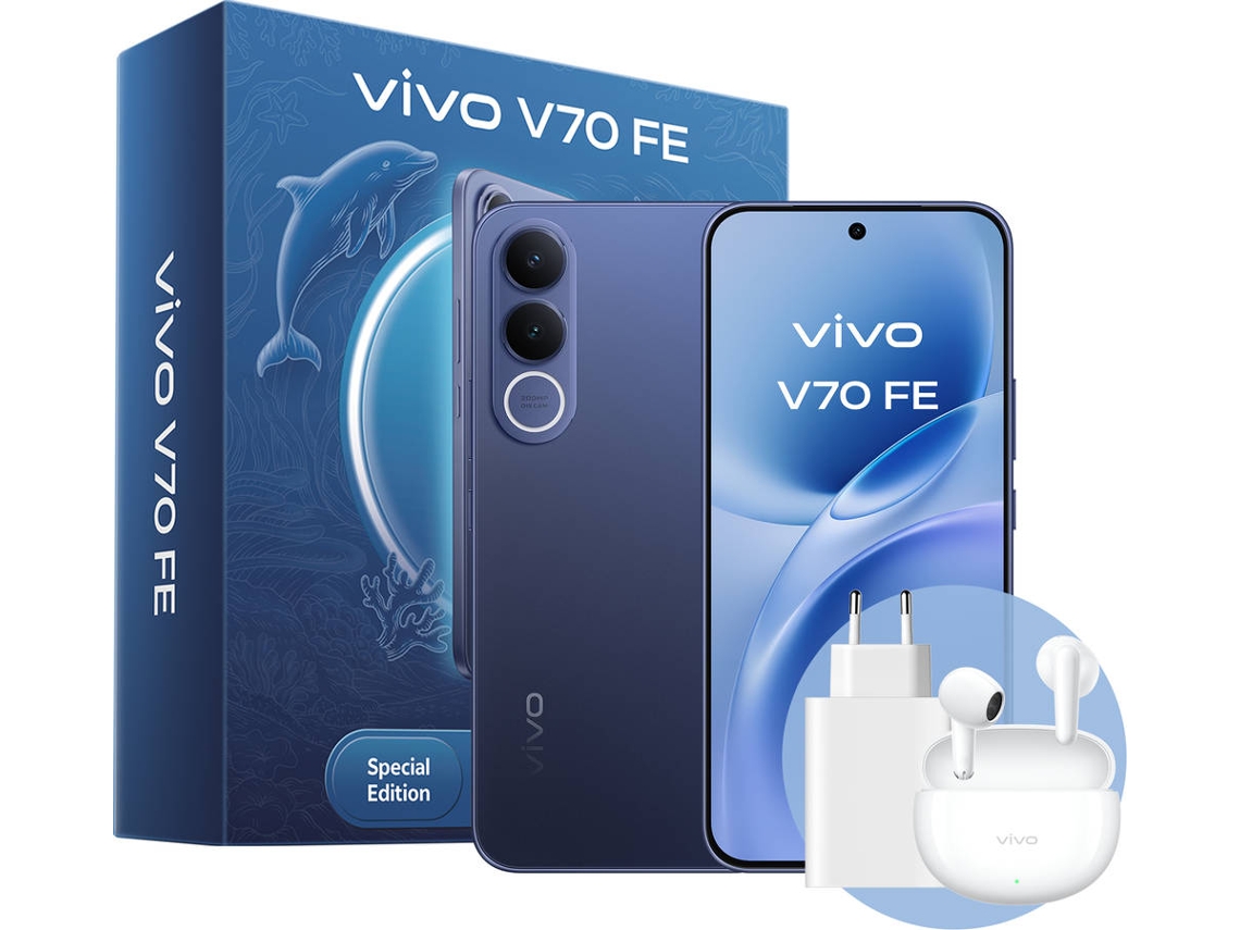 Pack Smartphone VIVO V70 FE (6.83'' - 8 GB - 256 GB - Ocean Blue) + Auriculares + Cargador