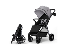 Carrito De Paseo Kinderkraft GRANDE 2 asiento espacioso, arnés de 5 puntos y barra de protección con cierre rápido Gris