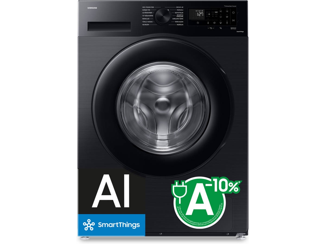 Lavadora SAMSUNG WW90CGC04DABEC ECOBUBBLE (9 kg - 1400 rpm - Negro)
