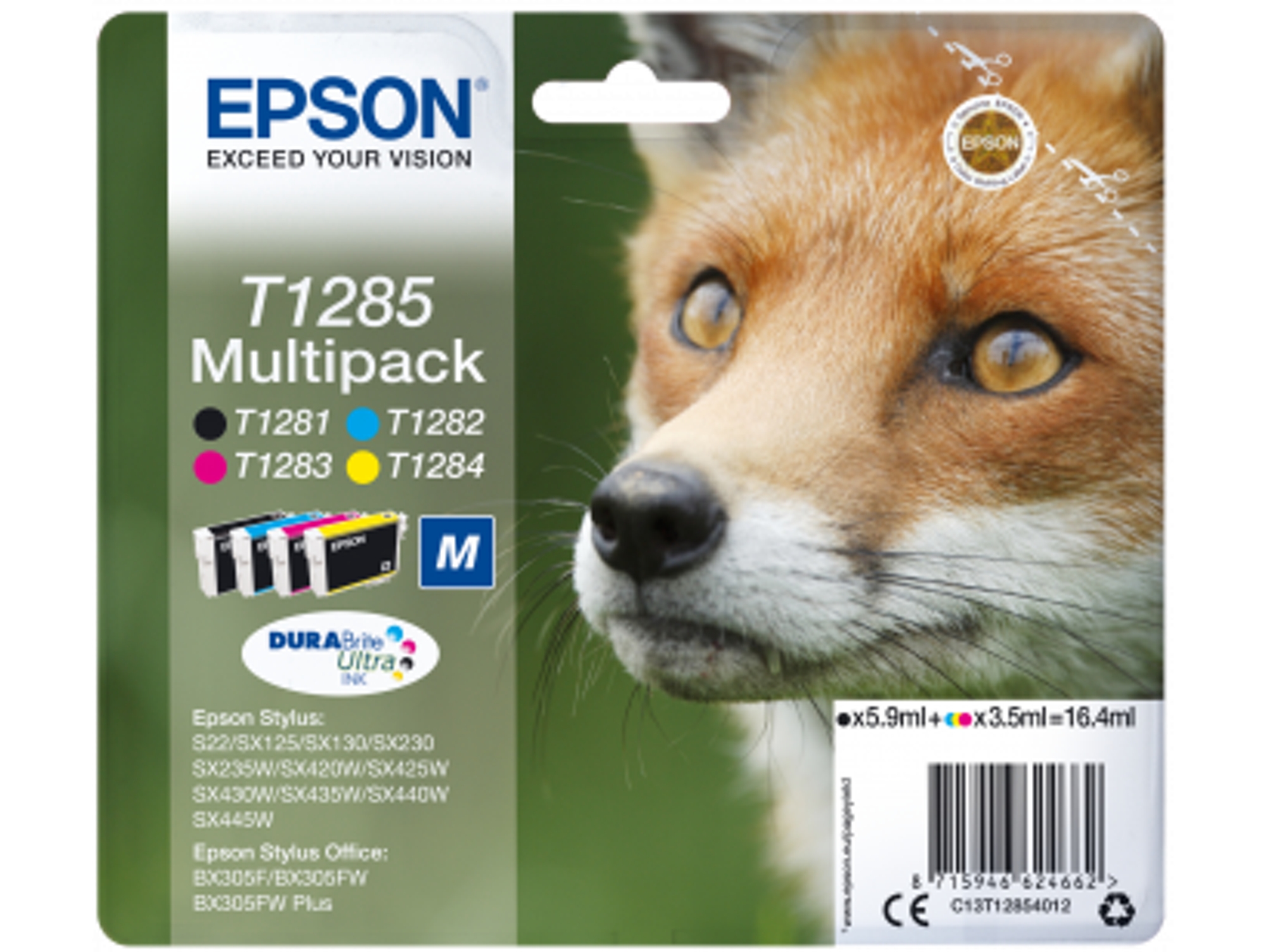 Pack ahorro cartuchos de tinta original EPSON T1285, Zorro, C13T12854012