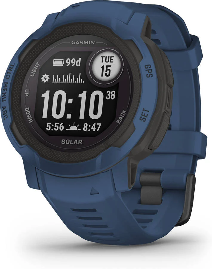 Smartwatch GARMIN Instinct 2 Solar (Bluetooth  - Hasta 28 días de autonomía con Energía Solar - Azul)