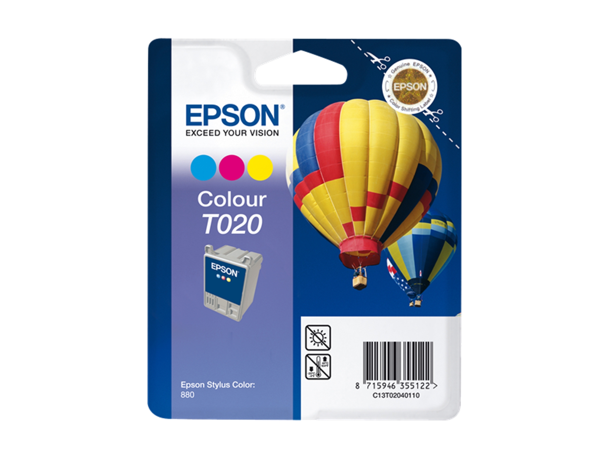 Cartucho de tinta original EPSON, Globo aerostático 35 ml, Color, C13T02040120, T0204