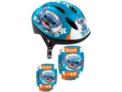 Conjunto Casco + Rodilleras y Coderas STITCH (Azul)
