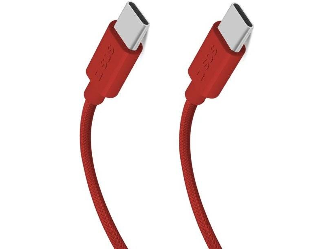 Cable SBS Tejido Datos y Carga (USB-C - USB-C - 1,5M - Rojo)  