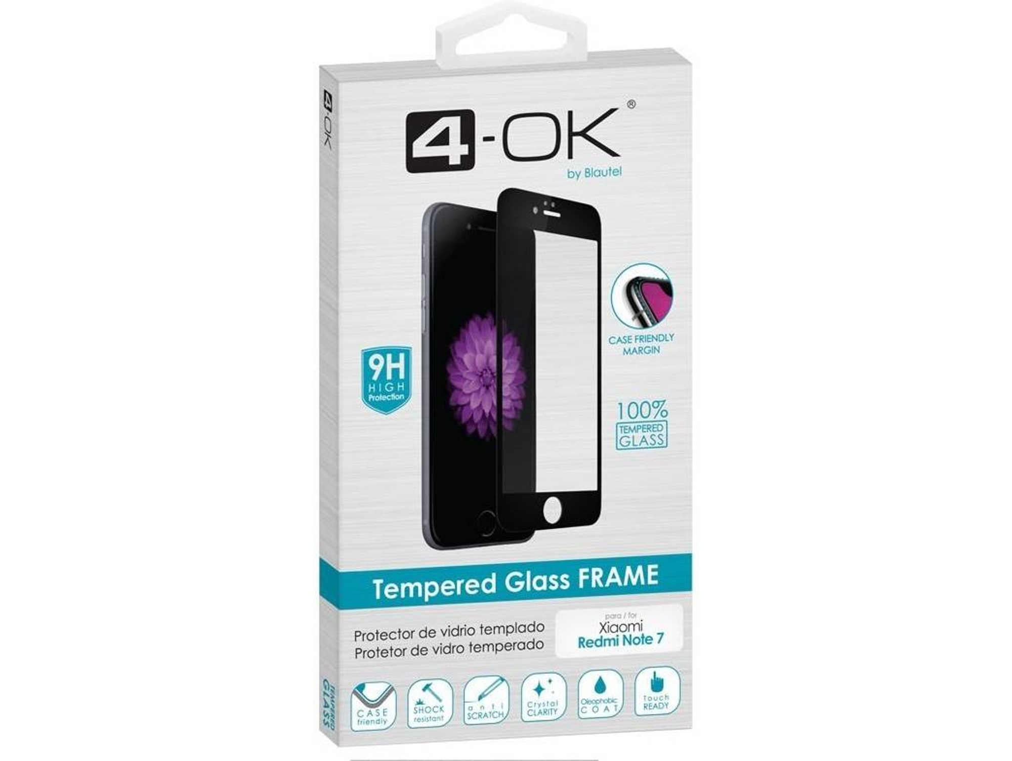 Protector de Cristal Templado 4-OK Frame Xiaomi Redmi Note 7 Negro