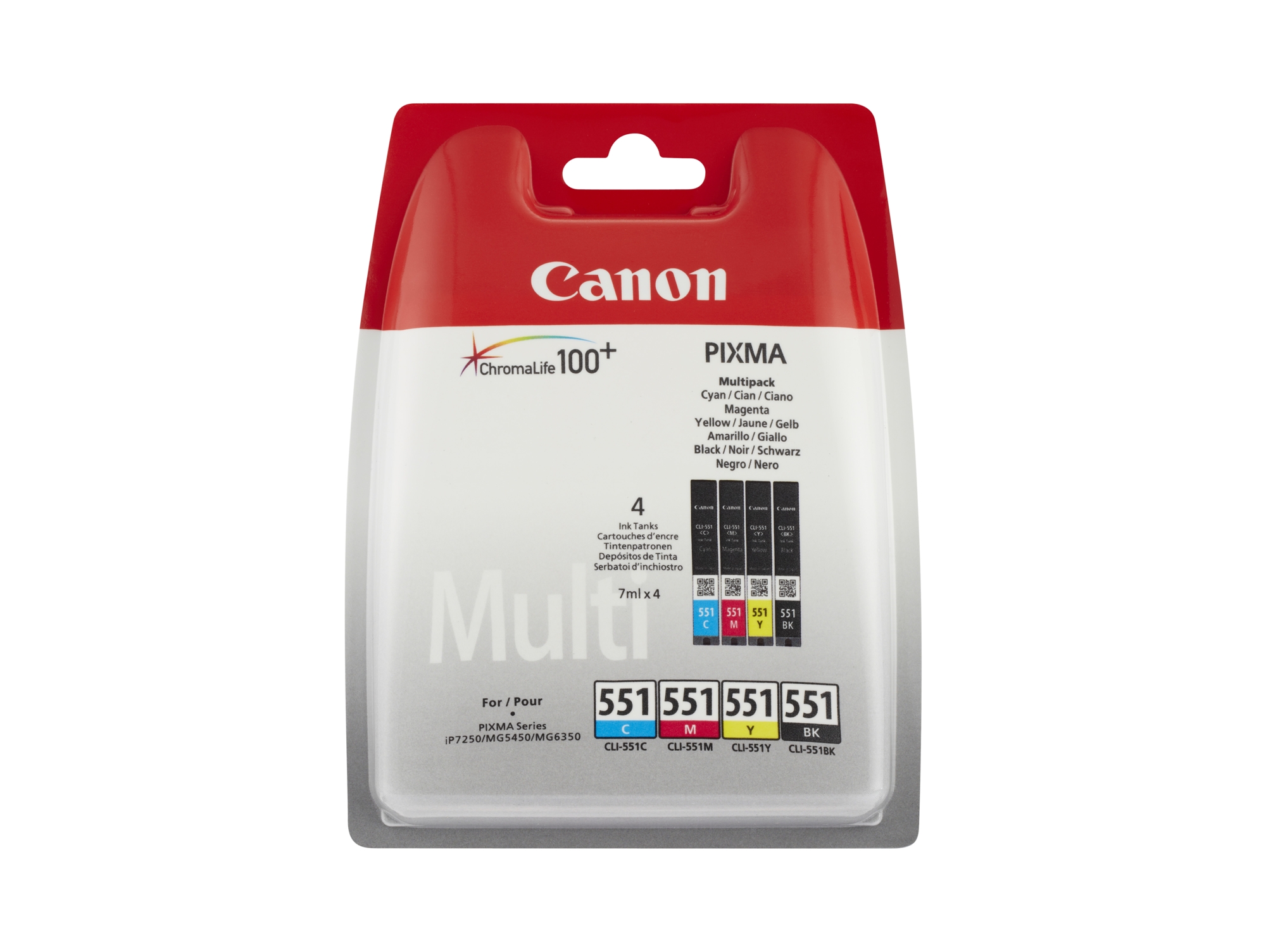Pack Cartuchos de tinta Original CANON CLI-551  para PIXMA iP8750, iX6850, MG5550, MG5650, MG5655, MG6450, MG6650, MG7150, MG7550, MX725, MX925