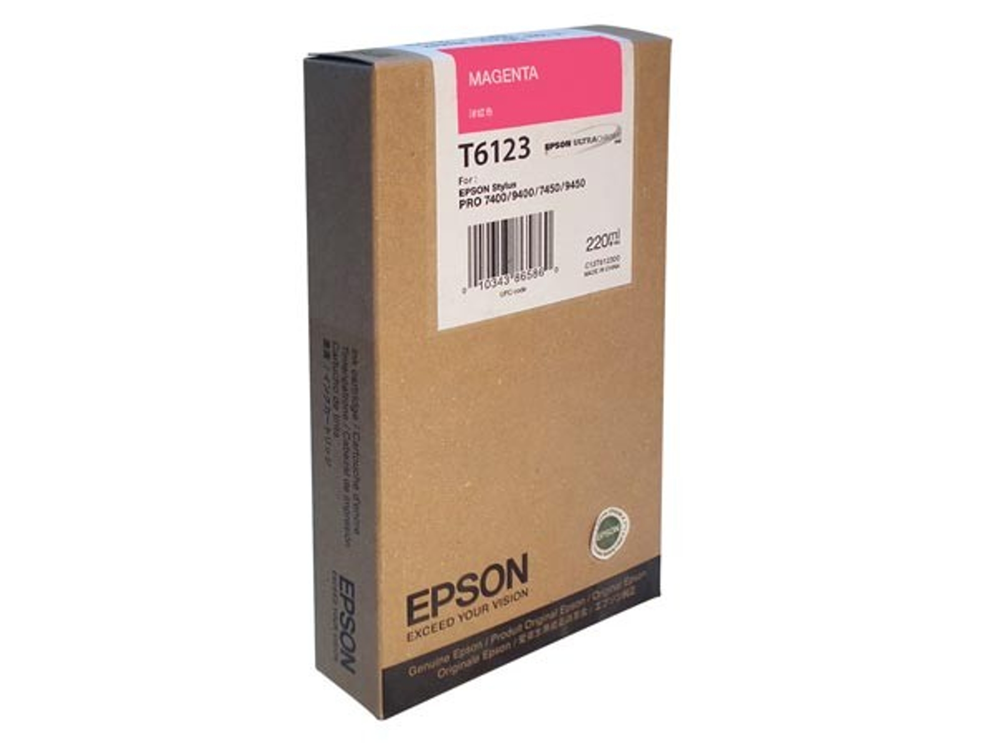 Cartucho de tinta original EPSON, T6123 220 ml, Magenta, C13T612300