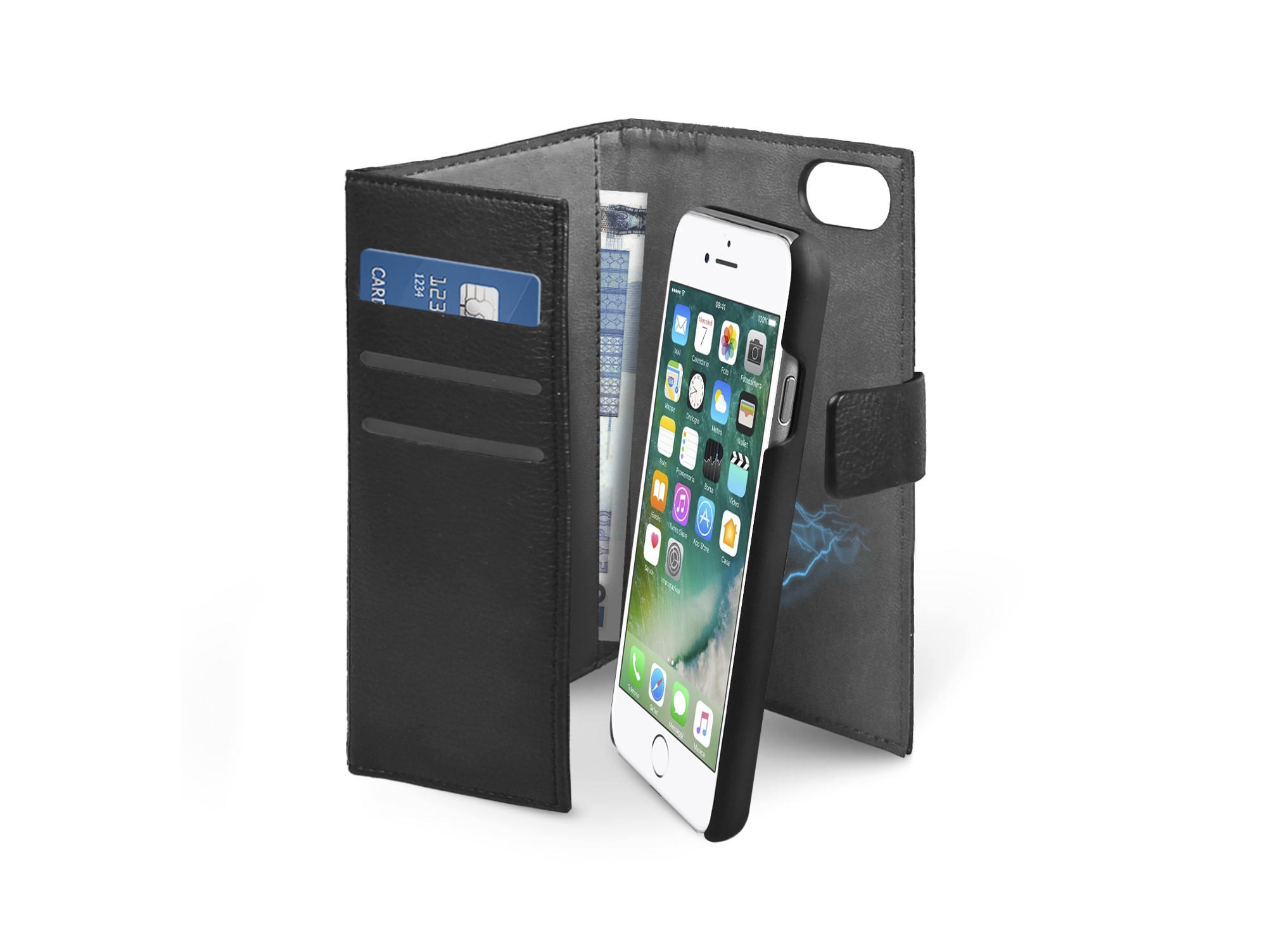 Funda iPhone 6, 6s, 7, 8 SBS Trio Book Negro
