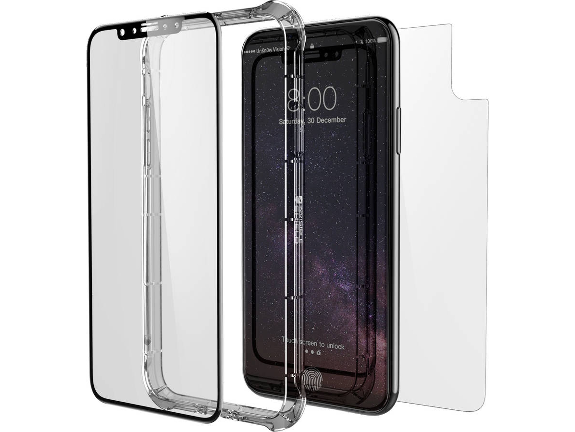 Protector de Cristal Templado Apple iPhone X INVISIBL SHIELD 360 Negro