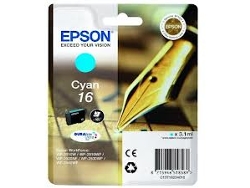 Cartucho de tinta original EPSON 16, Bolígrafo y crucigrama 3,1 ml, Cian, C13T16224022, T1622
