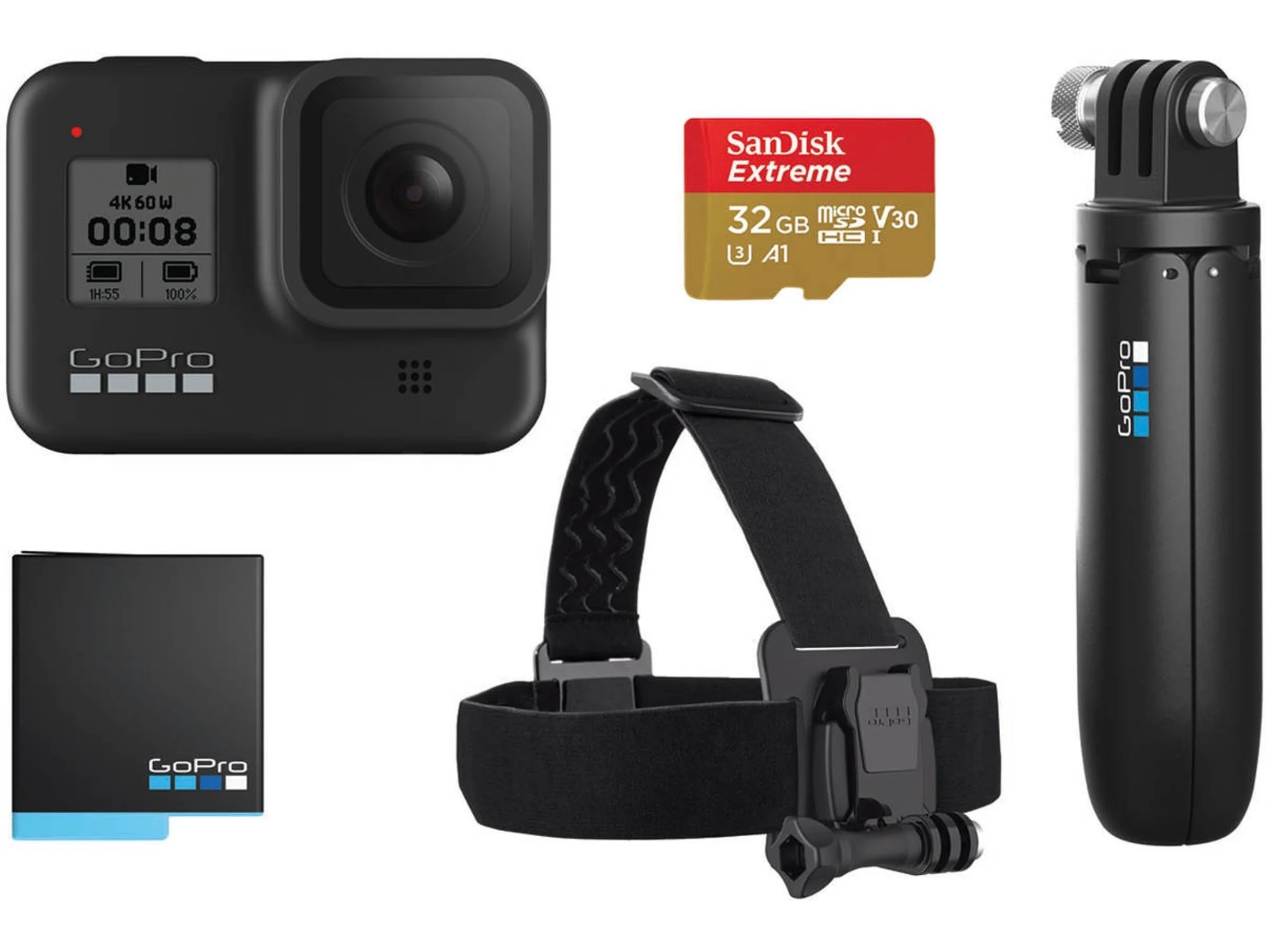 Cámara de Acción GOPRO HERO 8 Black Bundle (4K Ultra HD - 12 MP - Wi-Fi y Bluetooth)