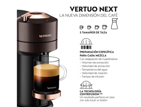 Cafetera de Cápsulas DELONGHI Nespresso Vertuo Next Premiun ENV120.BW Marrón