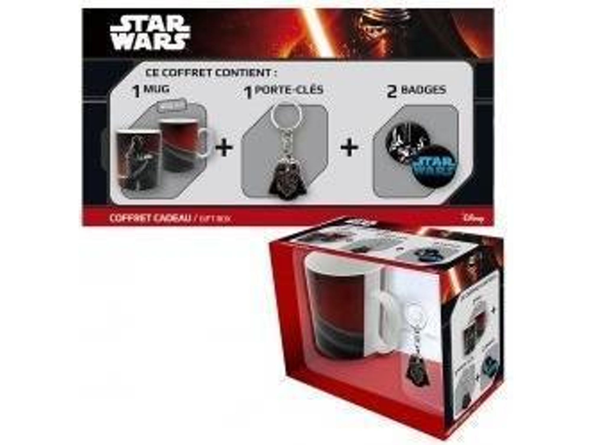 Pack Taza + Llavero + Insignia Star Wars Vador (Caja Abierta)