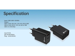 Cargador GOODIS USB-C - 20W y USB-A - 18W (Negro)