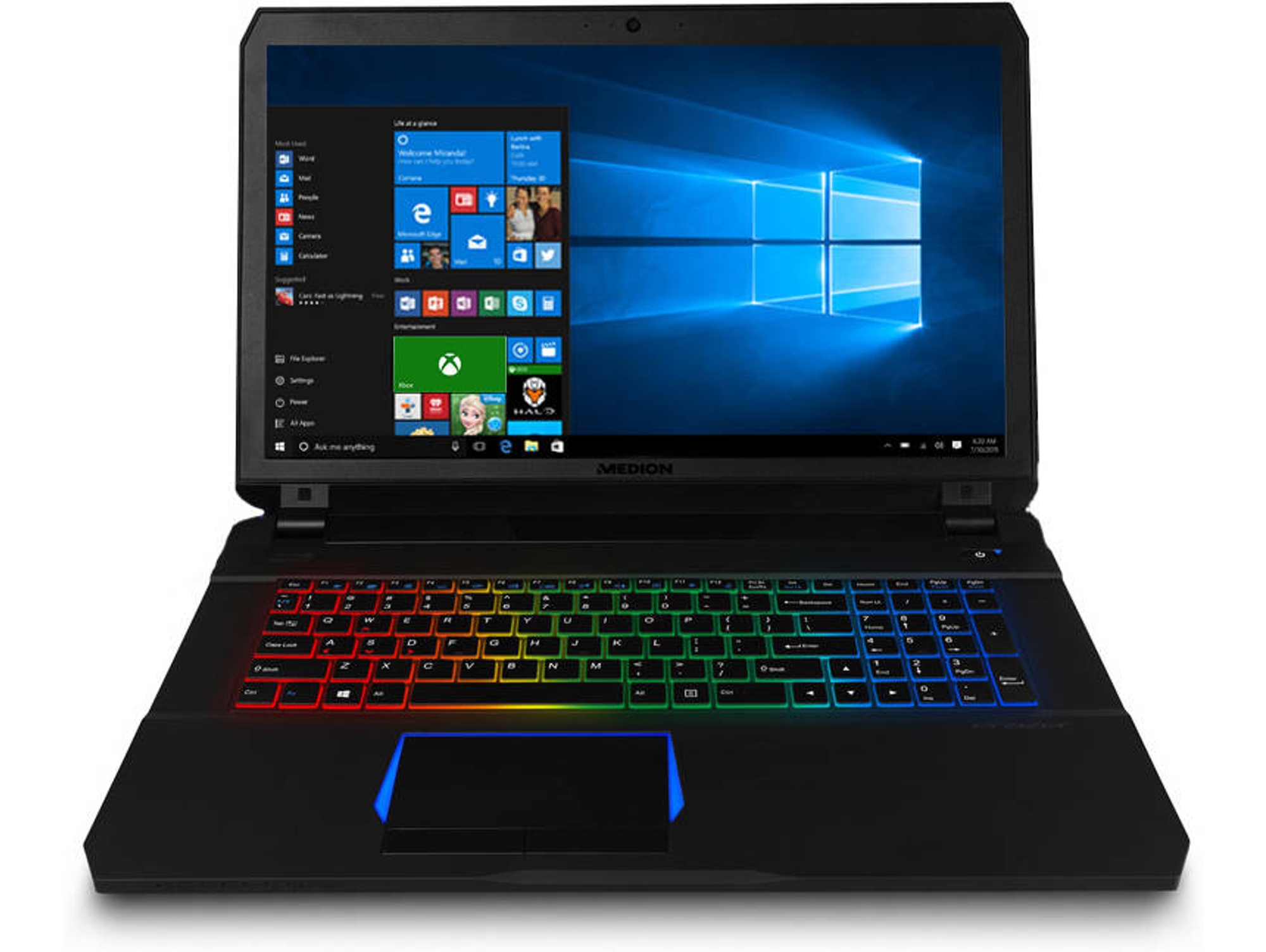 Portátil Gaming MEDION Erazer X7853 (Intel Core i7-7700HQ - NVIDIA GeForce GTX 1070 - RAM: 16 GB - 1 TB HDD + 256 GB SSD - 17.3'')
