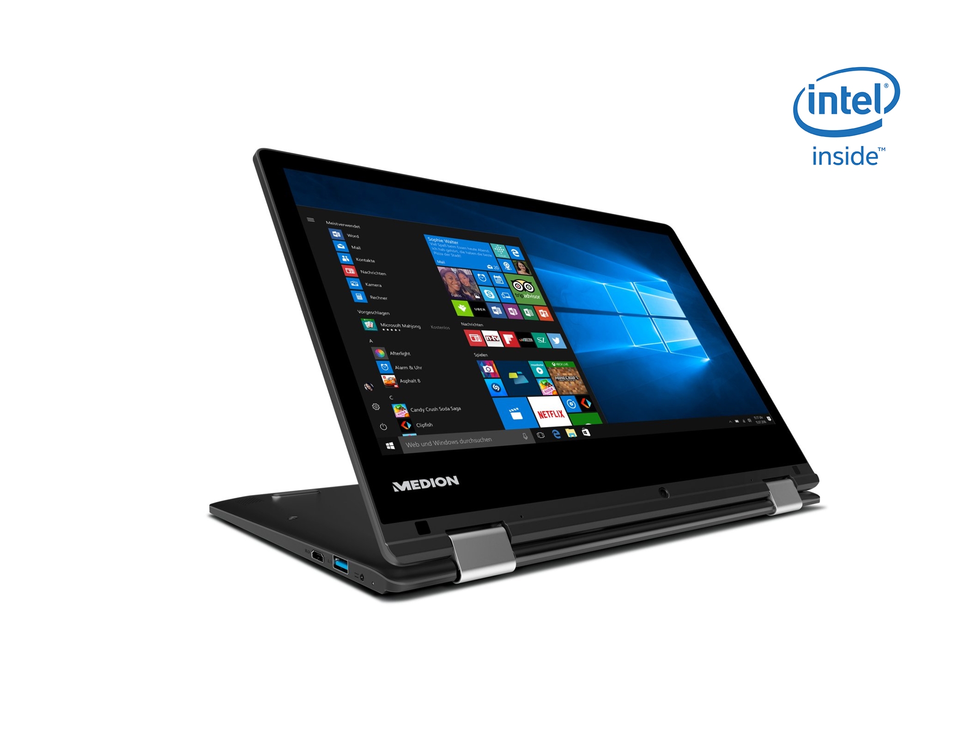 Portátil Convertible 2 en 1 MEDION E2221T-MD60684 (11.6'' - Intel Atom x5-Z8350 - RAM: 2 GB - 32 GB eMMC - Intel HD 400)