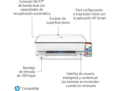 Impresora Multifunción HP Envy 6030e (Inyección de Tinta - 20 ppm - 6 meses de impresión Instant Ink con HP+)