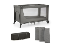 Cama De Viaje Kinderkraft JOY 2 2 en 1 para casa y viajes con laterales de malla y ruedas para mover Gris