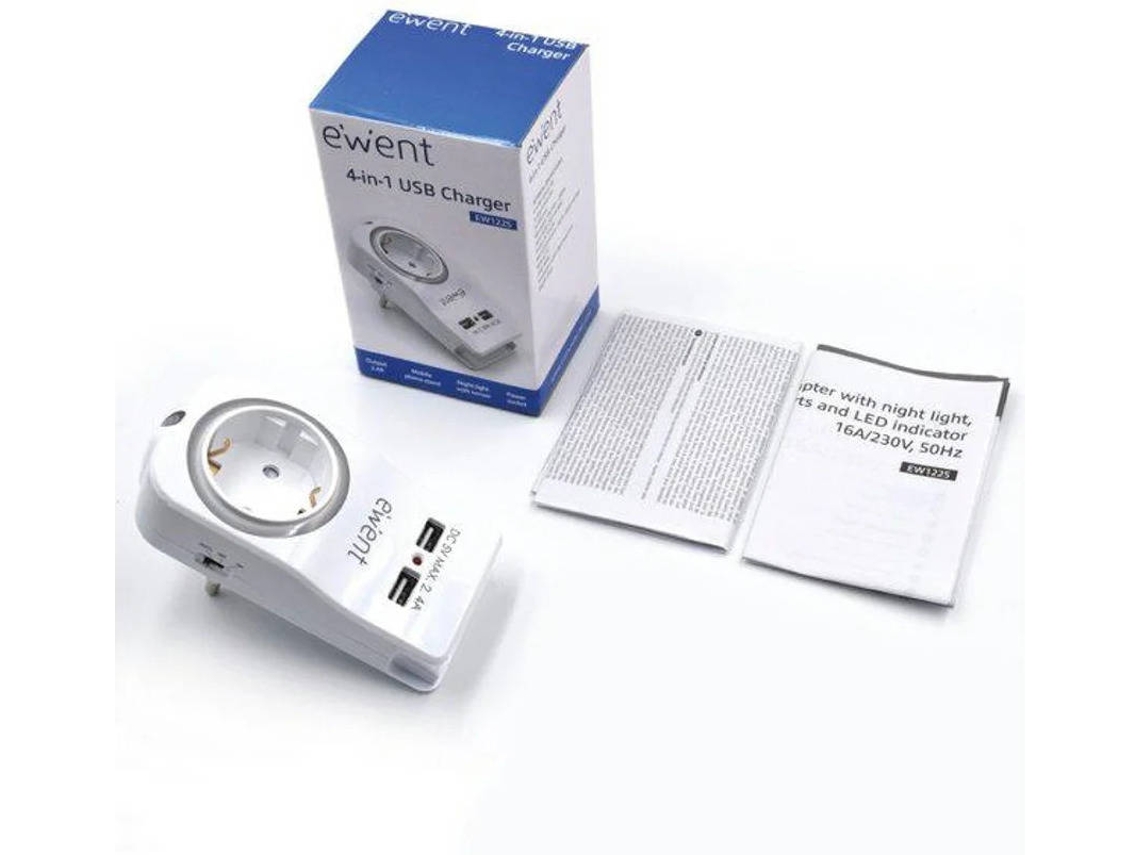 Cargador de Pared EWENT EW1225 (12 W - 2.4A - USB - Blanco)