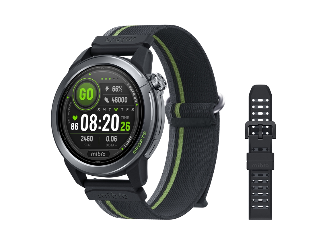 Smartwatch Mibro Gs Active 2, Estadísticas Pádel, Gps, 5atm, Pantalla Amoled 1,32'', Autonomía 20 Días, Doble Correa, Negro