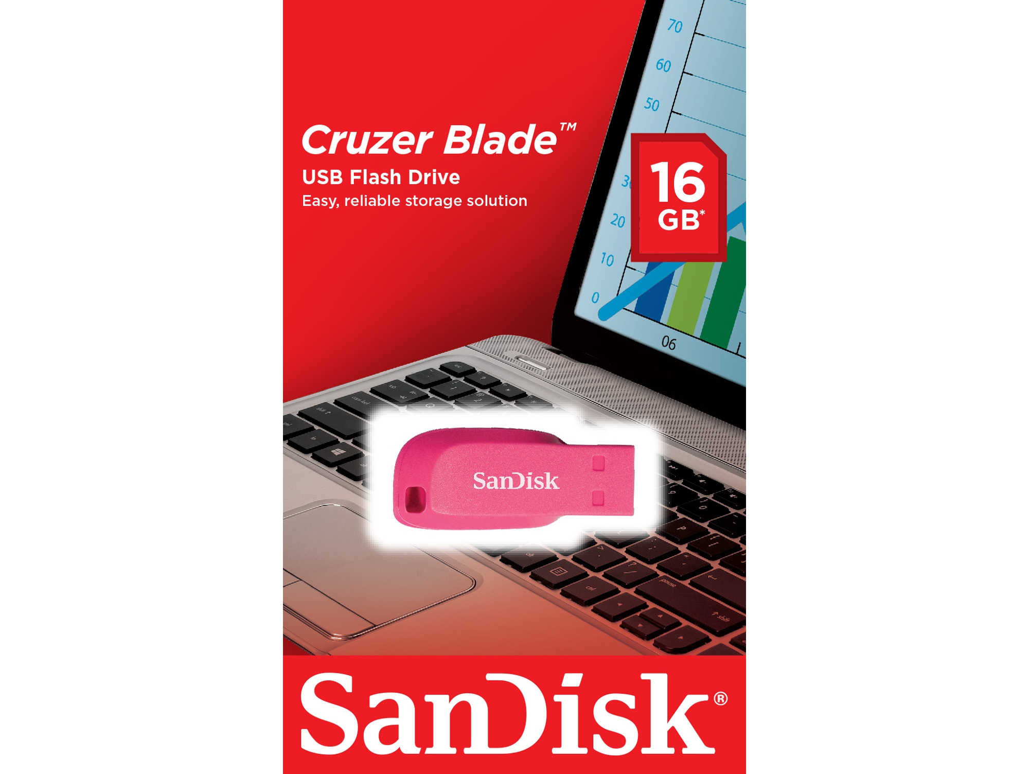 Pendrive SANDISK Cruzer Blade 16GB Rosa