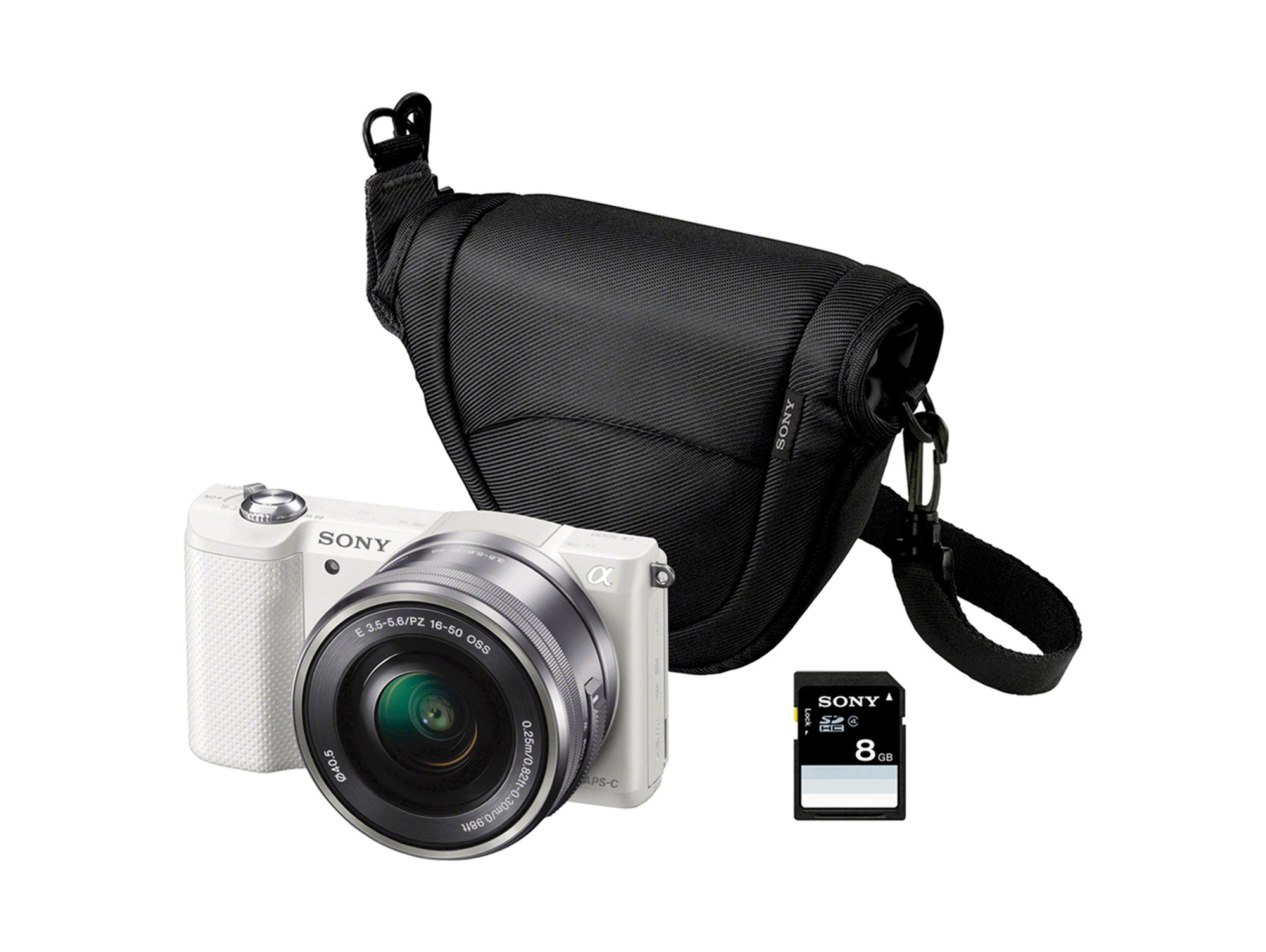 Cámara Mirrorless SONY A5000 8GB+BOLS (Blanco - 20.1 MP - Sensor: APS-H - ISO: 100 a 1600)