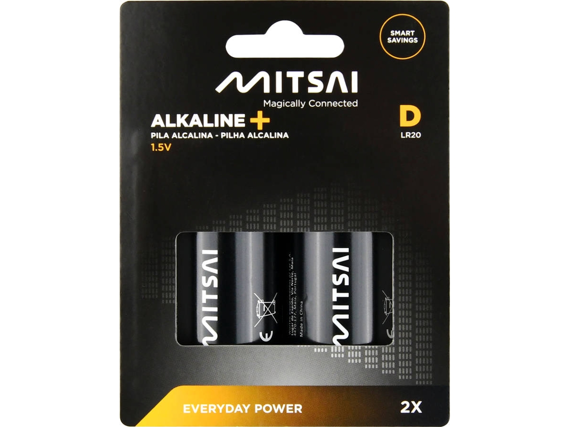 Pilas Alcalinas MITSAI D (2 Unidades) | Worten Canarias