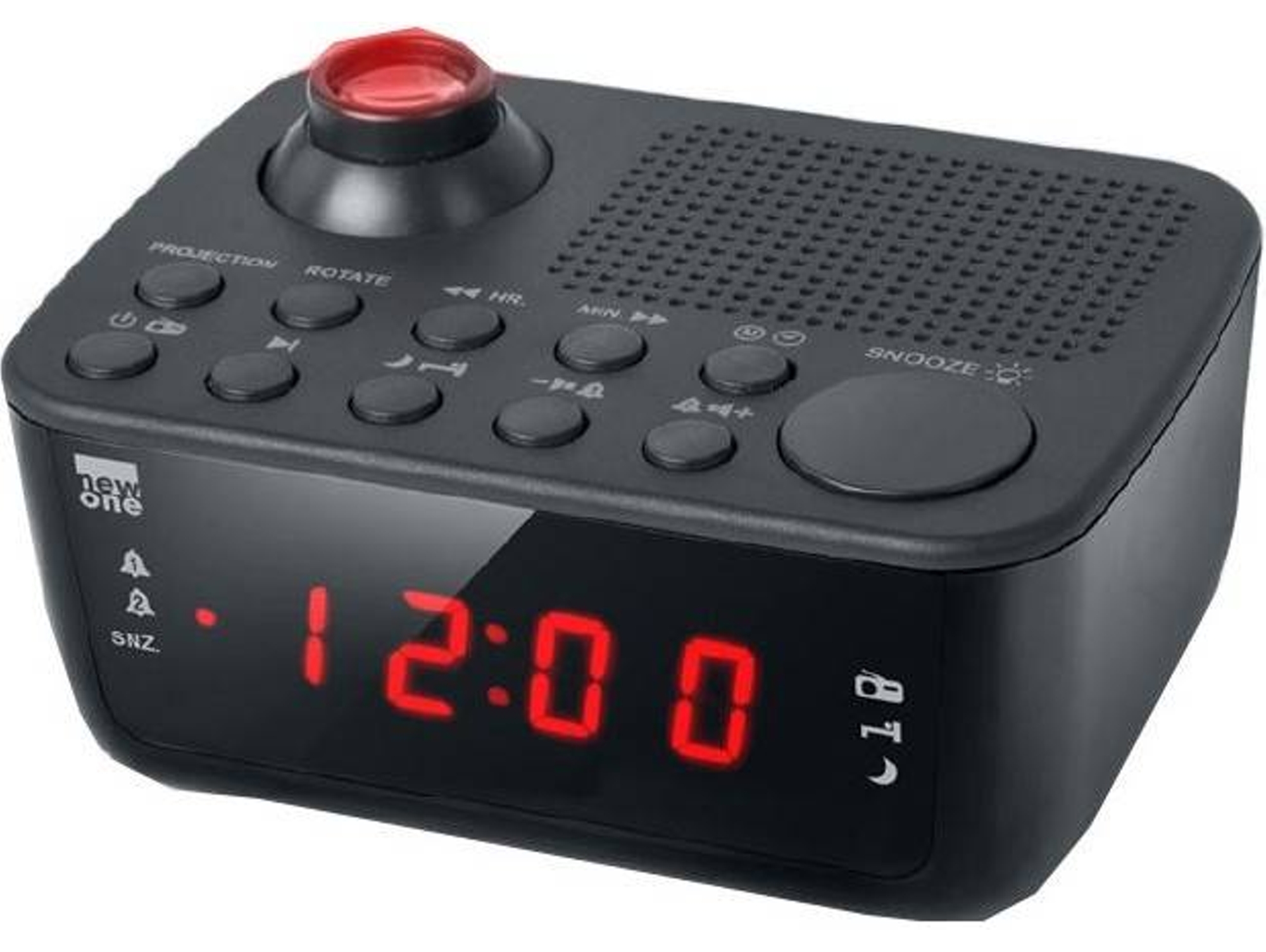 Radio Despertador NEW ONE CR138 (Negro - Analógico - FM - Pilas y Corriente - Función Snooze)