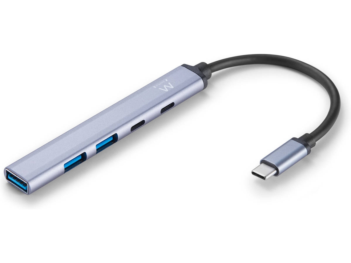 EWENT Ew1149 Hub de Interfaz Usb 3.2 Gen 1 3.1 Gen 1 Type-C 5000 Mbit/S Gris Plata