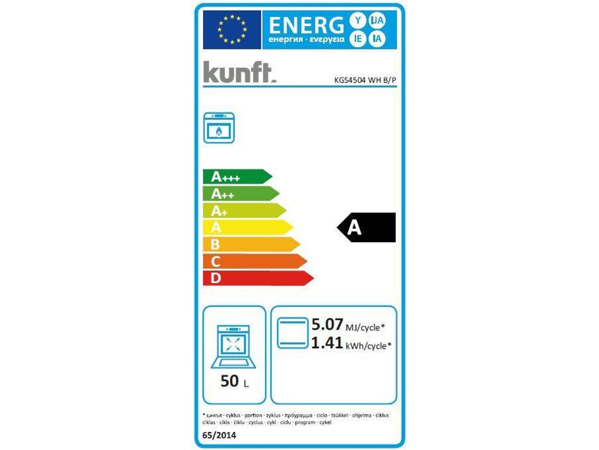 Cocina KUNFT KGS4504/1 WH (50 L - Gas Butano-Propano - Blanco)